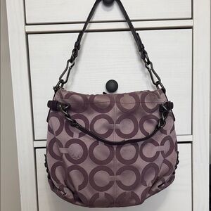 Coach Signature Pattern Shoulder Bag in Purple